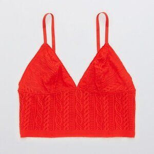 BOGO NWT Aerie Cable Lace Longline Bralette Holiday Red Size XS